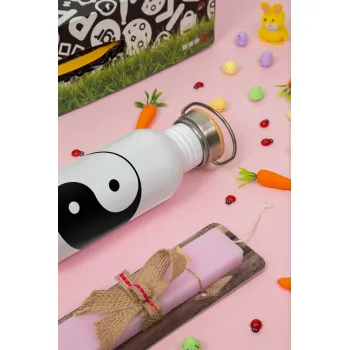 Yin Yang, Πασχαλινή Λαμπάδα με παγούρι μεταλλικό (620ml, stainless steel) & κερί αρωματικό πλακέ (30cm) (ΡΟΖ)