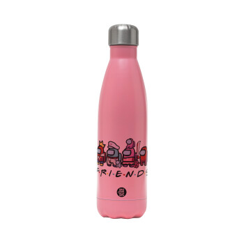 Among US Friends, Metal mug thermos Pink Mat (Stainless steel), double wall, 500ml