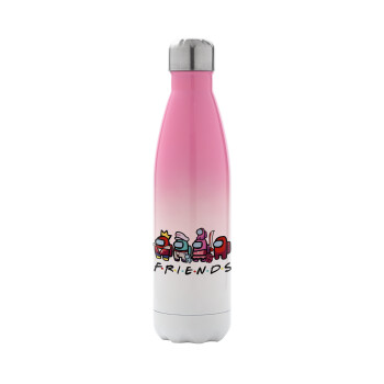 Among US Friends, Metal mug thermos Pink/White (Stainless steel), double wall, 500ml