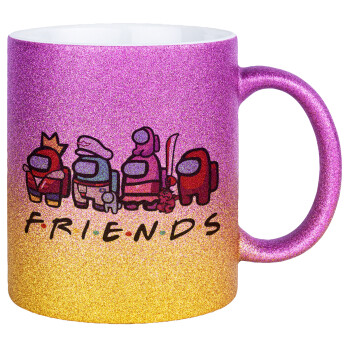 Among US Friends, Κούπα Χρυσή/Ροζ Glitter, κεραμική, 330ml