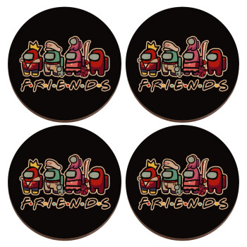 Among US Friends, ΣΕΤ x4 Σουβέρ ξύλινα στρογγυλά plywood (9cm)