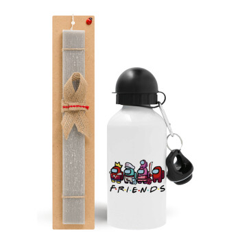 Among US Friends, Easter Set, metallic aluminum water bottle (500ml) & aromatic flat Easter candle (30cm) (GRAY)