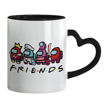 Among US Friends, Mug heart black handle, ceramic, 330ml
