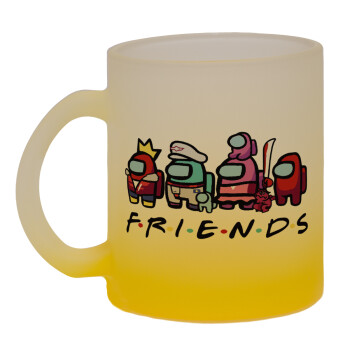 Among US Friends, Κούπα γυάλινη δίχρωμη με βάση το κίτρινο ματ, 330ml