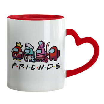 Among US Friends, Mug heart red handle, ceramic, 330ml