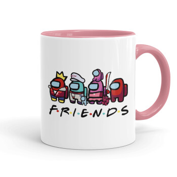 Among US Friends, Mug colored pink, ceramic, 330ml