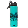 Metallic water bottle with safety lid, 850ml aluminum