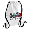 Backpack pouch GYMBAG white, with pocket (40x48cm) & thick cords
