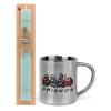 Easter Set, metallic thermal cup (300ml) & aromatic flat Easter candle (30cm) (TURQUOISE)