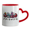 Mug heart red handle, ceramic, 330ml
