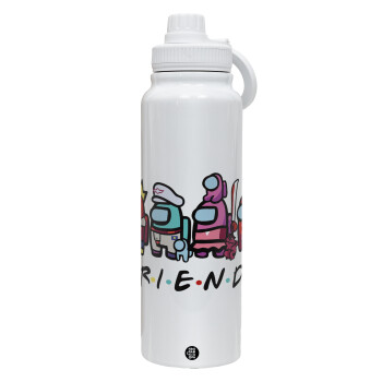 Among US Friends, 1L Stainless Steel Thermal Bottle with Phone Holder & Double Wall Insulation