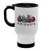 Among US Friends, Stainless steel travel mug with lid, double wall (warm) white 450ml