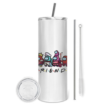 Among US Friends, Eco friendly stainless steel tumbler 600ml, with metal straw & cleaning brush