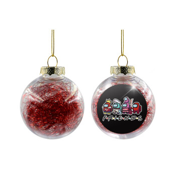 Among US Friends, Χριστουγεννιάτικη μπάλα δένδρου διάφανη με κόκκινο γέμισμα 8cm