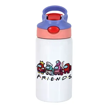 Among US Friends, Children's hot water bottle, stainless steel, with safety straw, pink/purple (350ml)