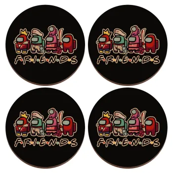 Among US Friends, ΣΕΤ x4 Σουβέρ ξύλινα στρογγυλά plywood (9cm)