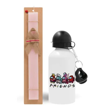 Among US Friends, Easter Set, metallic aluminum bottle (500ml) & aromatic flat Easter candle (30cm) (PINK)
