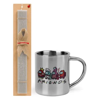 Among US Friends, Easter Set, metallic thermal cup (300ml) & Easter aromatic flat candle (30cm) (GRAY)