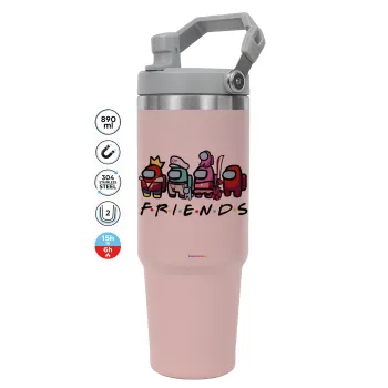 Among US Friends, ΡΟΖ χρώματος Θερμός Ανοξείδωτο 890ml (30oz) με χερούλι