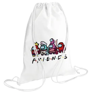 Among US Friends, Τσάντα πλάτης πουγκί GYMBAG λευκή (28x40cm)
