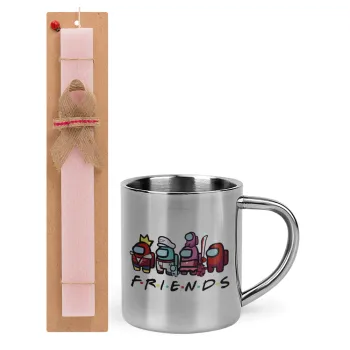 Among US Friends, Easter Set, metallic thermal cup (300ml) & aromatic flat Easter candle (30cm) (PINK)