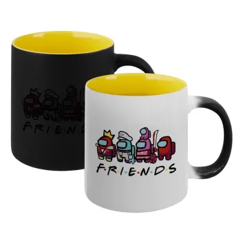 Among US Friends, Κούπα Μαγική εσωτερικό κίτρινη, κεραμική 330ml που αλλάζει χρώμα με το ζεστό ρόφημα