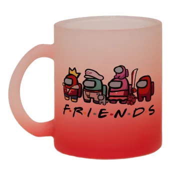 Among US Friends, Κούπα γυάλινη δίχρωμη με βάση το κόκκινο ματ, 330ml