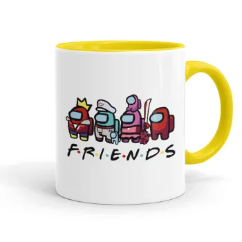 Among US Friends, Κούπα χρωματιστή κίτρινη, κεραμική, 330ml