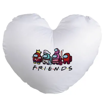 Among US Friends, Μαξιλάρι καναπέ καρδιά 40x40cm περιέχεται το  γέμισμα