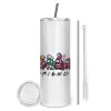 Tumbler stainless steel 600ml, with metal straw & cleaning brush