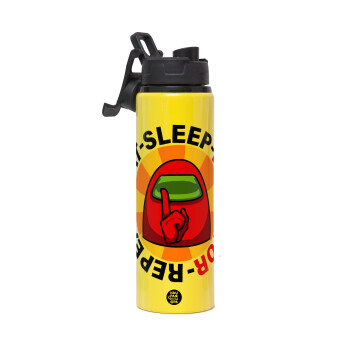 Among US Eat Sleep Repeat Impostor, Metallic water bottle with safety lid, 850ml aluminum