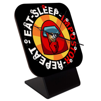 Among US Eat Sleep Repeat Impostor, Quartz Wooden table clock with hands (10cm)