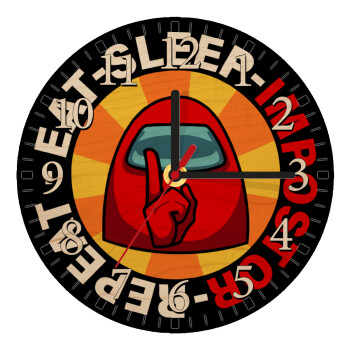 Among US Eat Sleep Repeat Impostor, Ρολόι τοίχου ξύλινο plywood (20cm)