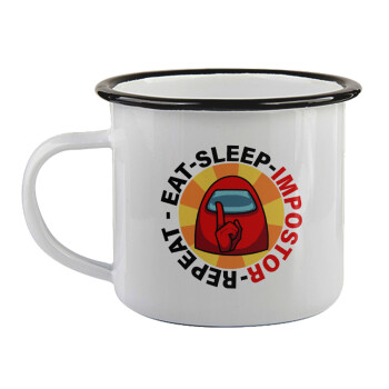 Among US Eat Sleep Repeat Impostor, Κούπα εμαγιέ με μαύρο χείλος 360ml