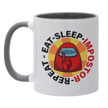Among US Eat Sleep Repeat Impostor, Mug colored grey, ceramic, 330ml