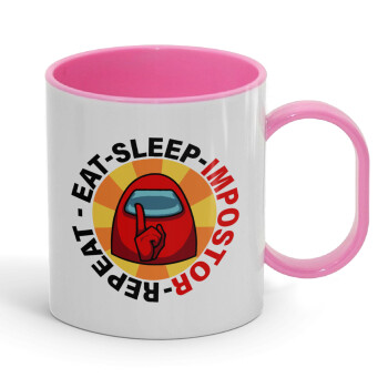 Among US Eat Sleep Repeat Impostor, Κούπα (πλαστική) (BPA-FREE) Polymer Ροζ για παιδιά, 330ml