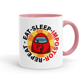Among US Eat Sleep Repeat Impostor, Mug colored pink, ceramic, 330ml