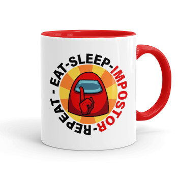 Among US Eat Sleep Repeat Impostor, Mug colored red, ceramic, 330ml