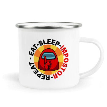 Among US Eat Sleep Repeat Impostor, Κούπα Μεταλλική εμαγιέ λευκη 360ml