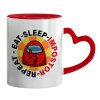Mug heart red handle, ceramic, 330ml