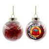 Transparent Christmas tree ball ornament with red filling 8cm