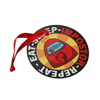 Among US Eat Sleep Repeat Impostor, Christmas ornament glass 9cm