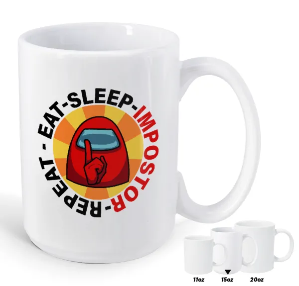 Among US Eat Sleep Repeat Impostor — Mega mug, ceramic, 450ml