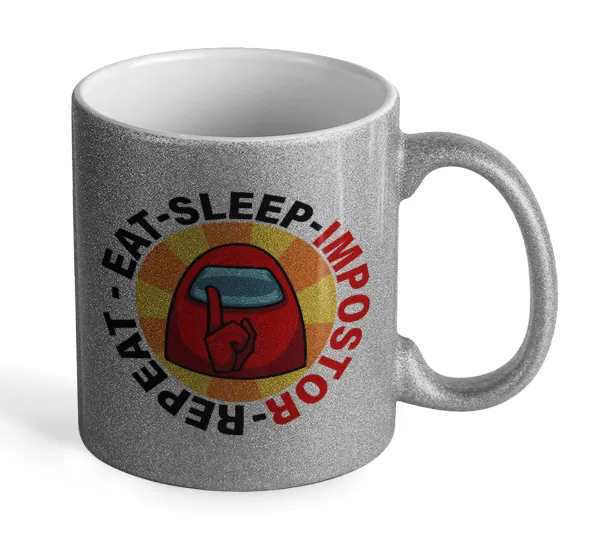 Among US Eat Sleep Repeat Impostor — Glitter Ασημένια