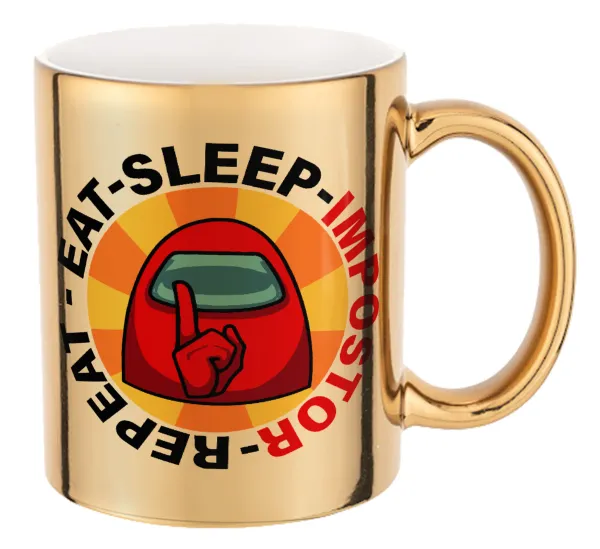 Among US Eat Sleep Repeat Impostor — Mug ceramic, gold mirror, 330ml