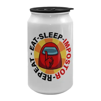 Among US Eat Sleep Repeat Impostor, Κούπα ταξιδιού μεταλλική με καπάκι (tin-can) 500ml