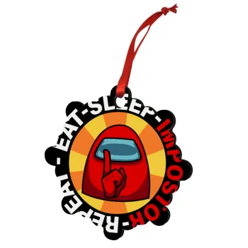 Among US Eat Sleep Repeat Impostor, Christmas ornament snowflake wooden 7.5cm