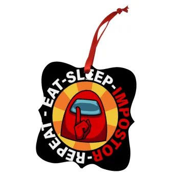 Among US Eat Sleep Repeat Impostor, Στολίδι Χριστουγεννιάτικο στολίδι polygon ξύλινο 7.5cm