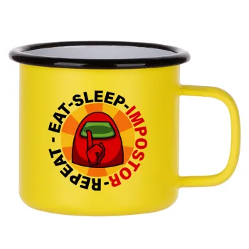 Among US Eat Sleep Repeat Impostor, Κούπα Μεταλλική εμαγιέ ΜΑΤ Κίτρινη 360ml