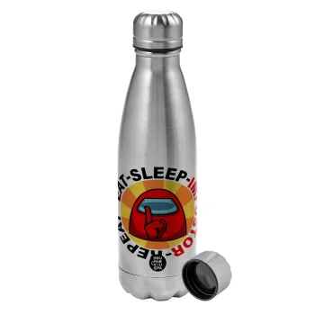 Among US Eat Sleep Repeat Impostor, Metallic water bottle, stainless steel, 750ml